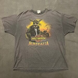 Harley Davidson T Shirt Perth Western Australia Kangaroo Graphic‎ XL Faded Grey